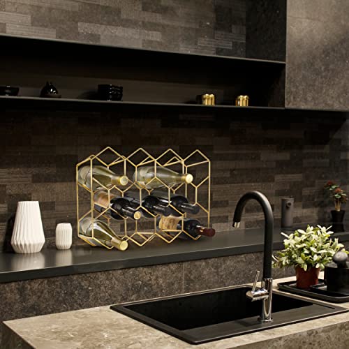 Bremel Home Wine Rack Hexagon Countertop Gold