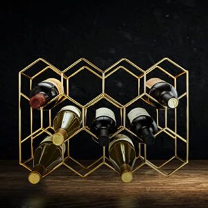 Bremel Home Wine Rack Hexagon Countertop Gold