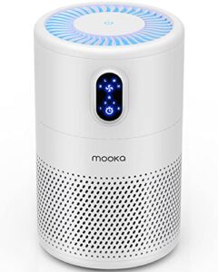 mooka air purifiers for home large room up to 860ft², h13 true hepa air filter cleaner, odor eliminator, remove allergies smoke dust pollen pet dander, night light(available for california)