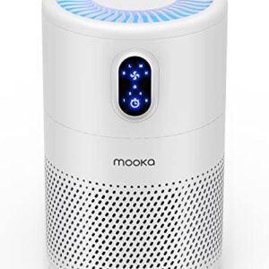 MOOKA Air Purifiers for Home Large Room up to 860ft², H13 True HEPA Air Filter Cleaner, Odor Eliminator, Remove Allergies Smoke Dust Pollen Pet Dander, Night Light(Available for California)