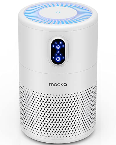 MOOKA Air Purifiers for Home Large Room up to 860ft², H13 True HEPA Air Filter Cleaner, Odor Eliminator, Remove Allergies Smoke Dust Pollen Pet Dander, Night Light(Available for California)