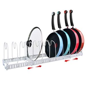 x-cosrack 11 dividers pot pan lid rack bakeware cupboard organizer, expandable, patent pending. white