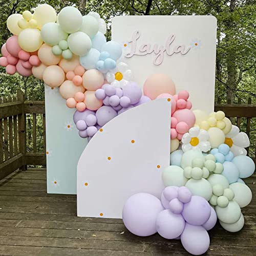 GIHOO Daisy Balloon Garland Arch Kit 157Pcs White Groovy Daisy Flower Macaron Pastel Balloons Garland for Baby Shower Daisy Theme Wedding Girls Birthday Two Groovy Boho Party Decoration