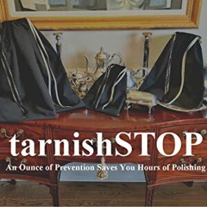 TarnishSTOP, USA Made, 13"x10”, Luxury Anti-Tarnish Cloth Bag for Silver Storage, Silverplate, Sterling, Flatware, Jewelry - Keep Polished Silver Gleaming - Highest Quality & Rich Tuxedo BLACK Design