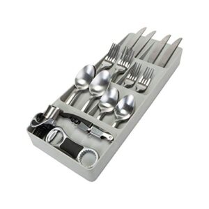 kitchen details 7 slot cutlery drawer organizer | utensil tray | silverware holder | knife spoon fork | flatware storage & organization | grey