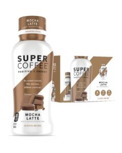 super coffee, iced keto coffee (0g added sugar, 10g protein, 80 calories) [mocha latte] 12 fl oz, 12 pack | iced coffee, protein coffee, coffee drinks, smart coffee – soyfree glutenfree