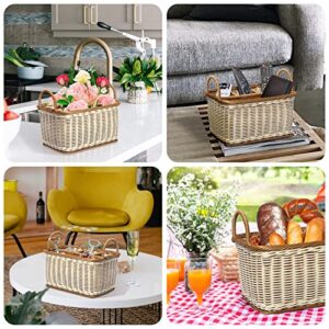 Hemoton Wicker Divided Storage Basket Silverware Caddy Woven Natural Basket, Storage Basket Organizer, Utensil Holder, Forks, Spoons, Knives, Napkins, Perfect for Desk Supplies, Pencil, Pens, Staples