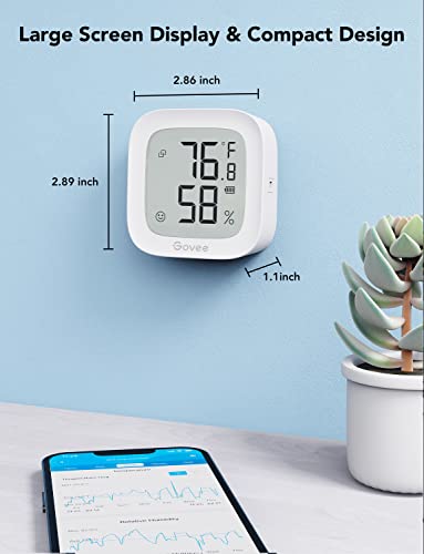 Govee WiFi Thermometer Hygrometer H5103, Indoor Bluetooth Temperature Humidity Sensor with Electronic Ink Display, App Notification Alert, Free Data Storage Export, Digital Remote Monitor for Bedroom