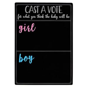 Baby Gender Reveal Board Game with 120 Girl or Boy Voting Stickers, Cast Your Vote Sign with Stand for Party Decorations (Chalkboard Design)