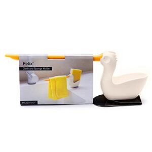 peleg design pelix plastic sponge and cloth holder for kitchen sink caddy with suction cup, 2 in 1 dish kitchen organizer and decor, fits all dish scrubber, sponge and kitchen cloth standard size