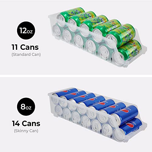 carrotez Soda Can Organizer 11-12 Standard Cans, Beverage Organizer for Refrigerator Pantry Freezer Kitchen Organization and Storage, Beverage Soda Dispenser Plastic BPA Free Storage Rack