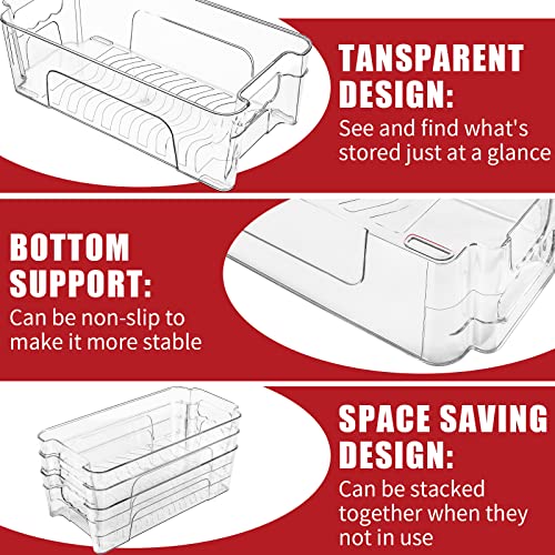 PRAKI Refrigerator Organizer Bins - 8pcs Plastic Pantry Kitchen Organization and Storage Bins for Fridge, Freezer, Kitchen Cabinets, and Countertops - BPA Free Fridge Organizer