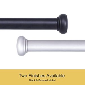 Kenney Weaver 1" Indoor/Outdoor Rust-Resistant Ceiling or Wall-Mount Window Curtain Rod, 72-144", Black