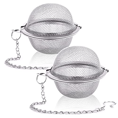 Siasky 2PCS Stainless Steel Mesh Tea Infuser, 2.1 Inch Tea Ball Tea Strainer Tea Diffuser Tea Steeper for Filtering Tea