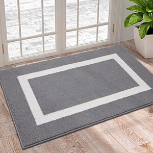 olanly indoor door mat, 20×32, non-slip absorbent resist dirt entrance rug, machine washable low-profile inside entry door rugs for entryway, grey