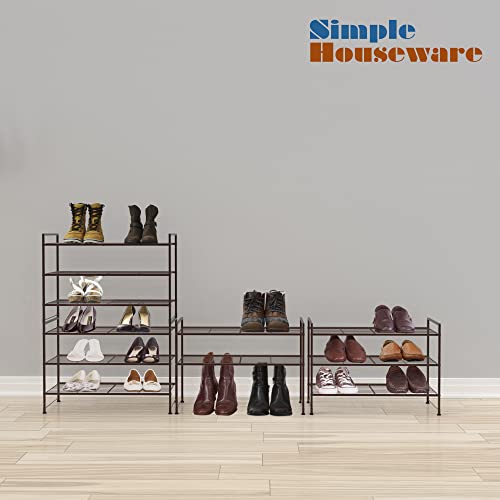 Simple Houseware 3-Tier Stackable Shoes Rack Storage Shelf, Bronze