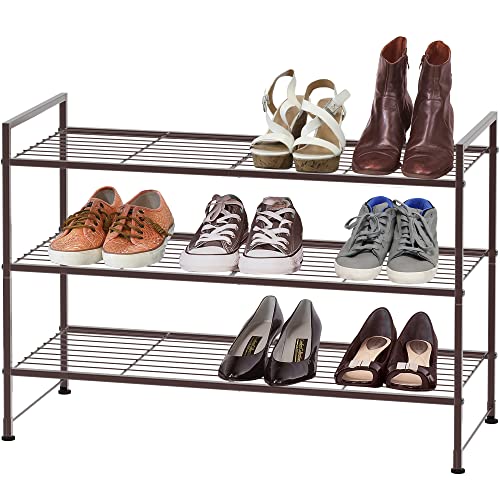Simple Houseware 3-Tier Stackable Shoes Rack Storage Shelf, Bronze
