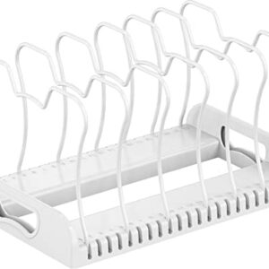 Simple Houseware 7 Compartments Adjustable Pan Organizer, White