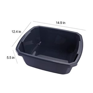 Maiyuansu Plastic Wash Basin Dishpan Basin Hand Dish Washing Bucket for Dishes Portable Dish Washing Tub, 10.5-Quart Kitchen Sink Camping Sterilite Dish Pan Tub - Grey