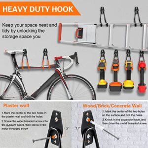 HUPBIPY 12 Pack Garage Hooks Heavy Duty,Utility Steel Garage Storage Hooks,Wall Mount Garage Hanger&Organizer for Organizing Power Tools,Ladders,Bulk Items,Bikes,Ropes and More Equipment