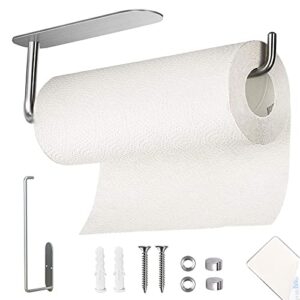 under cabinet paper towel holder – 13” self adhesive paper towel holder wall mount stainless steel toilet paper holder with screw hanging towel rack for kitchen bathroom fit large paper roll