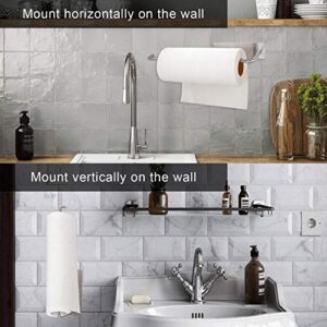 Under Cabinet Paper Towel Holder - 13'' Self Adhesive Paper Towel Holder Wall Mount Stainless Steel Toilet Paper Holder with Screw Hanging Towel Rack for Kitchen Bathroom Fit Large Paper Roll