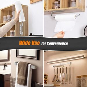 Paper Towel Holder, Hurran Adhesive Paper Towel Holder Sliver Under Cabinet, Countertop, Self-Adhesive Hanging or Drilling Wall Mounted Paper Towels Rolls Holder for Bathroom Kitchen