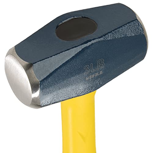 ESTWING Sure Strike Drilling/Crack Hammer - 3-Pound Sledge with Fiberglass Handle & No-Slip Cushion Grip - MRF3LB