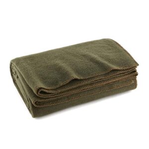 olive drab green warm fire retardant blanket, 66″ x 90″ (80% wool)-us military style