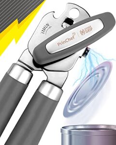 spider grip can opener, no-trouble-lid-lift manual handheld can opener with magnet, smooth edge safe cut for beer/tin/bottle, big turning knob anti-slip handle good for seniors with arthritis