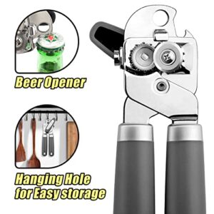 SPIDER GRIP Can Opener, No-Trouble-Lid-Lift Manual Handheld Can Opener with Magnet, Smooth Edge Safe Cut for Beer/Tin/Bottle, Big Turning Knob Anti-Slip Handle Good for Seniors with Arthritis