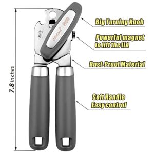 SPIDER GRIP Can Opener, No-Trouble-Lid-Lift Manual Handheld Can Opener with Magnet, Smooth Edge Safe Cut for Beer/Tin/Bottle, Big Turning Knob Anti-Slip Handle Good for Seniors with Arthritis