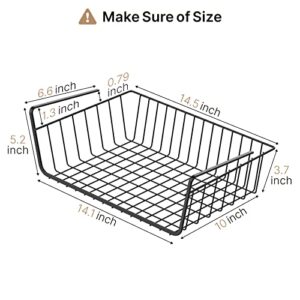 Under Shelf Basket, Veckle 6 Pack Pantry Organization and Storage Durable Shelf Organizer Under Cabinet Pantry Laundry Room, Hanging Sliding Metal Baskets Add Extra Space Easy to Install, Black