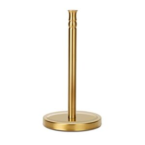 siwil gold paper towel holder stand, one-handed ripping paper towel roll holder countertop, stainless steel base rust-proof, not tip over