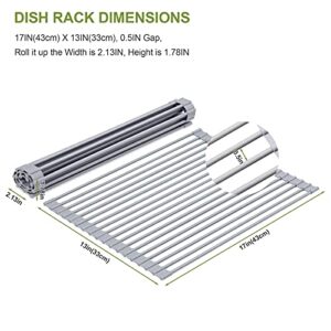 VIPointStar Roll Up Dish Drying Rack Over Sink, 17 X 13IN, Sink Rack Cover, Food Grade & BPA Free Silicone Over Sink Foldable Dish Rack, Dish Drying Rack for RV Sink Cover/Kitchen, Easy Clean