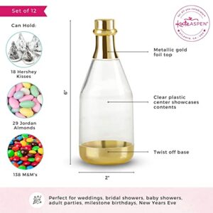 Kate Aspen Gold Metallic Mini Champagne Bottle Container (Set of 12) DIY Favor, Medium, Adult Party Favours