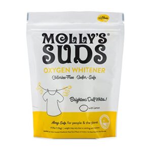 molly’s suds natural oxygen whitener | natural bleach alternative, plant-derived ingredients | whitens brights and brightens colors (pure lemon essential oil – 41.09 oz)