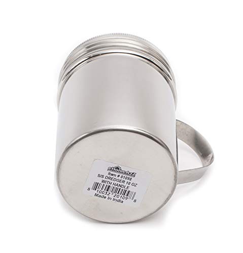 EHOMEA2Z Stainless Steel Dredge Shaker 10 Oz Ideal For Salt, Spice, Sugar, Flour (1, 10 oz With Handle)