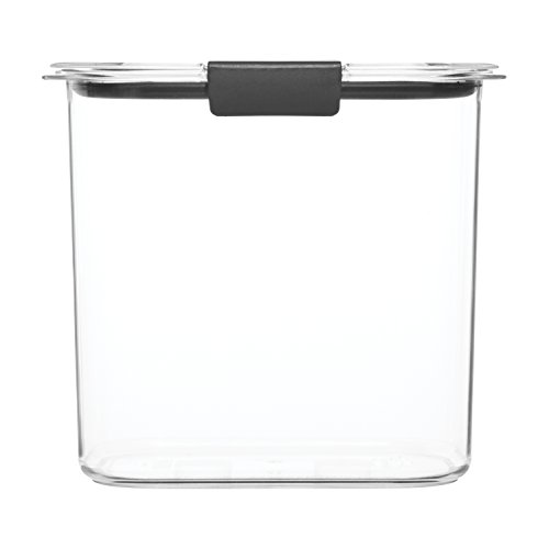 Rubbermaid Brilliance Airtight Food Storage Container for Pantry with Lid for Flour, Sugar, and Rice, 12-Cup, Clear/Grey