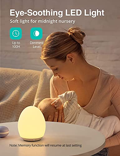 JolyWell Night Light for Kids with 7 Color Changing Mode & Dimming Function, Rechargeable Baby Egg Night Light with 1 Hour Timer&Touch Control, up to 100H, White