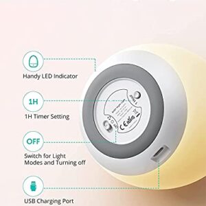 JolyWell Night Light for Kids with 7 Color Changing Mode & Dimming Function, Rechargeable Baby Egg Night Light with 1 Hour Timer&Touch Control, up to 100H, White