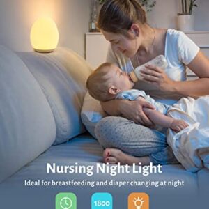 JolyWell Night Light for Kids with 7 Color Changing Mode & Dimming Function, Rechargeable Baby Egg Night Light with 1 Hour Timer&Touch Control, up to 100H, White