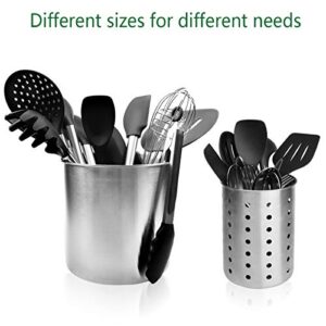 Utensil Holder for Countertop, ENLOY Stainless Steel Rust Proof Kitchen Utensils Holder Organizer for Forks, Spoons, Knives, Kitchenware, Dishwasher Safe, Set of 2