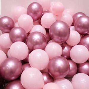 light pink and mauve balloons, 50pcs 12 inch latex balloons and 5pcs pink ribbons for party decorations