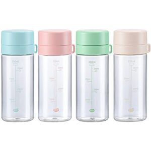 seayin 12oz kids small water bottle for school lunch plastic reusable juice bulk cute mini kawaii crunch cups portable cereal refillable milk mug for smoothie coffee tea snacks and other drinks beverage (350ml, 4 pcs)