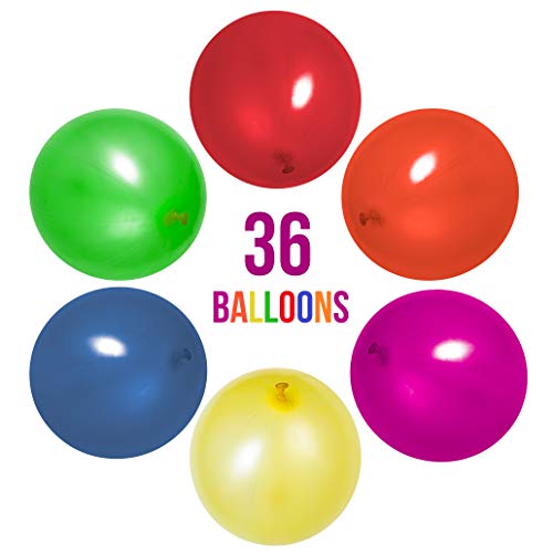 Prextex 36 Punch Balloons in 6 Assorted Colors - 18 Inch Strong Punching Ball Balloons for Indoor or Outdoor Fun or Party Favor