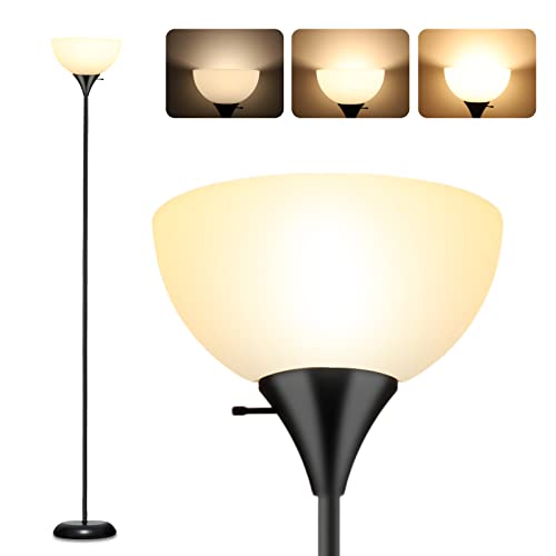 Standing Lamp, Floor Lamp, Led Floor Lamp with 3 Levels Dimmable Brightness, Drop-Resistant White Lampshade, Rotary Switch, Industrial Metal Floor Lamp for Living Room Bedroom Study Office Kid’s Room