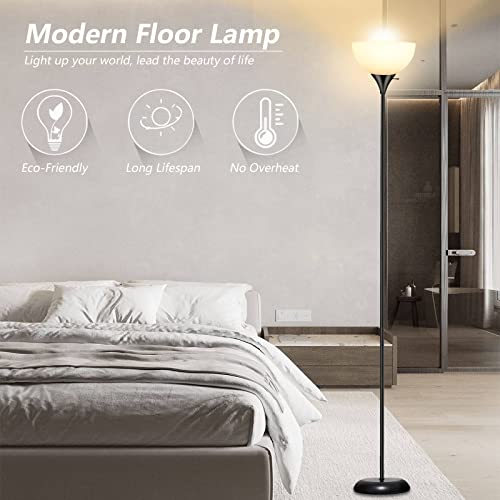 Standing Lamp, Floor Lamp, Led Floor Lamp with 3 Levels Dimmable Brightness, Drop-Resistant White Lampshade, Rotary Switch, Industrial Metal Floor Lamp for Living Room Bedroom Study Office Kid’s Room