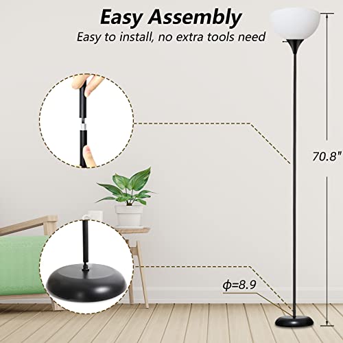 Standing Lamp, Floor Lamp, Led Floor Lamp with 3 Levels Dimmable Brightness, Drop-Resistant White Lampshade, Rotary Switch, Industrial Metal Floor Lamp for Living Room Bedroom Study Office Kid’s Room