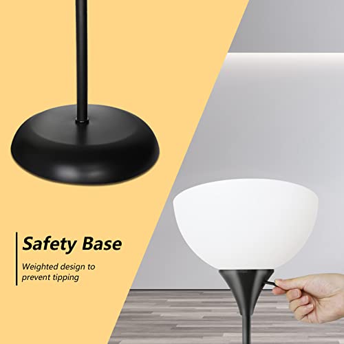 Standing Lamp, Floor Lamp, Led Floor Lamp with 3 Levels Dimmable Brightness, Drop-Resistant White Lampshade, Rotary Switch, Industrial Metal Floor Lamp for Living Room Bedroom Study Office Kid’s Room